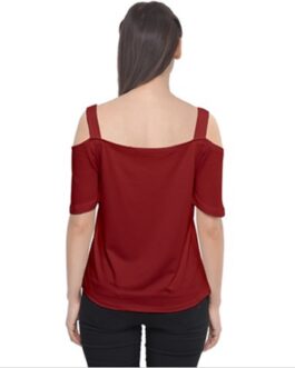 Cutout Shoulder Tee -“The Lord is My Strength” Scripture Wear- (Burgundy)